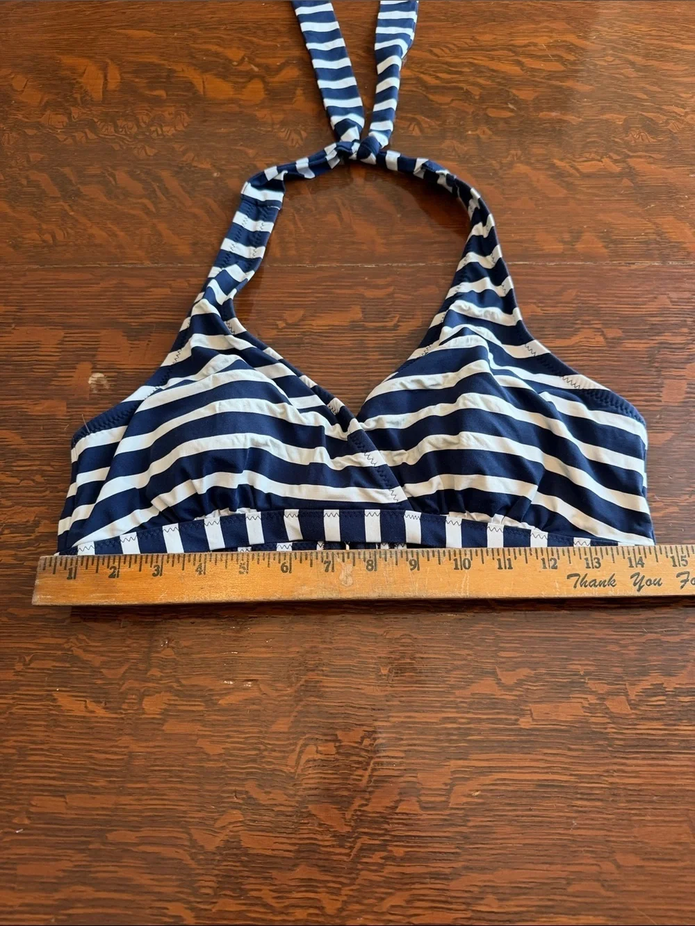 Garnet Hill Lavender and White Striped Bikini Top size 10